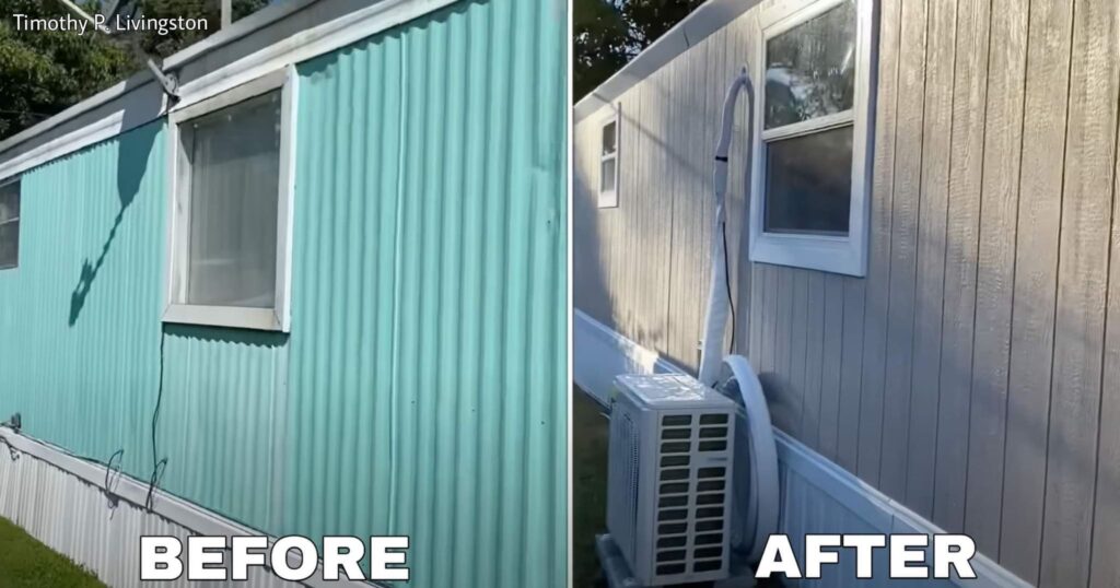 before and after old single wide mobile home remodel